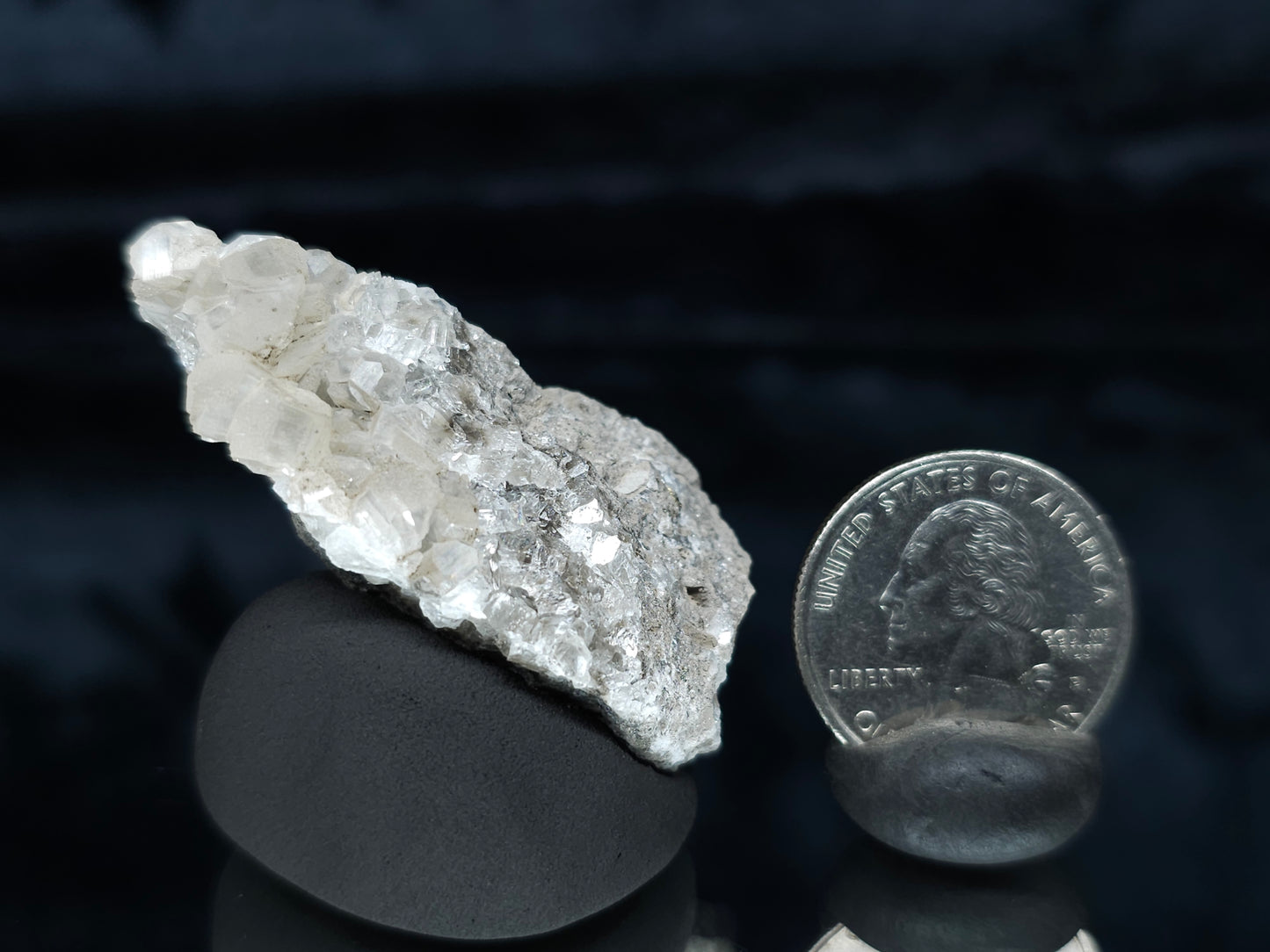 #33999 Double phantom Nailhead Spar Calcite tiny cluster with Chalcopyrite ore and multiple small fossils in the matrix