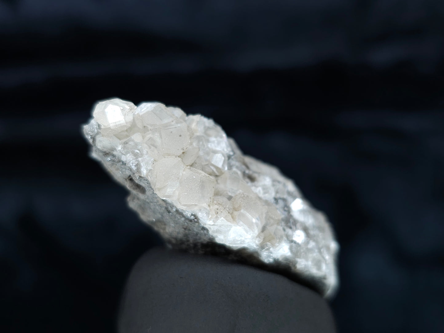 #33999 Double phantom Nailhead Spar Calcite tiny cluster with Chalcopyrite ore and multiple small fossils in the matrix