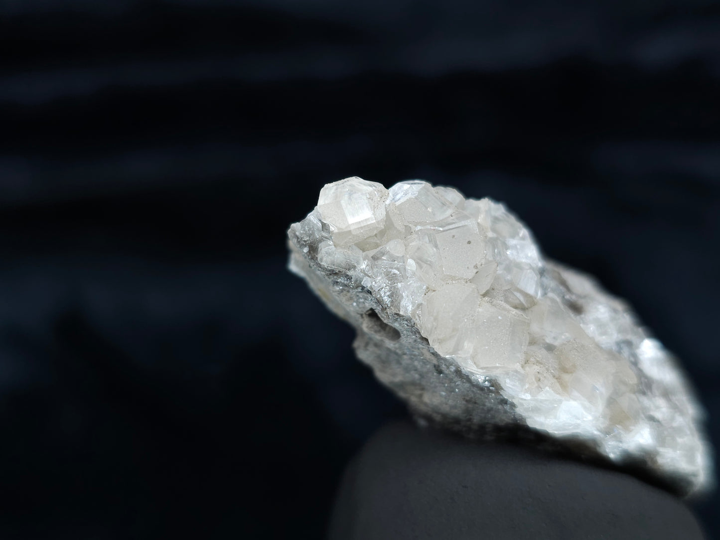 #33999 Double phantom Nailhead Spar Calcite tiny cluster with Chalcopyrite ore and multiple small fossils in the matrix