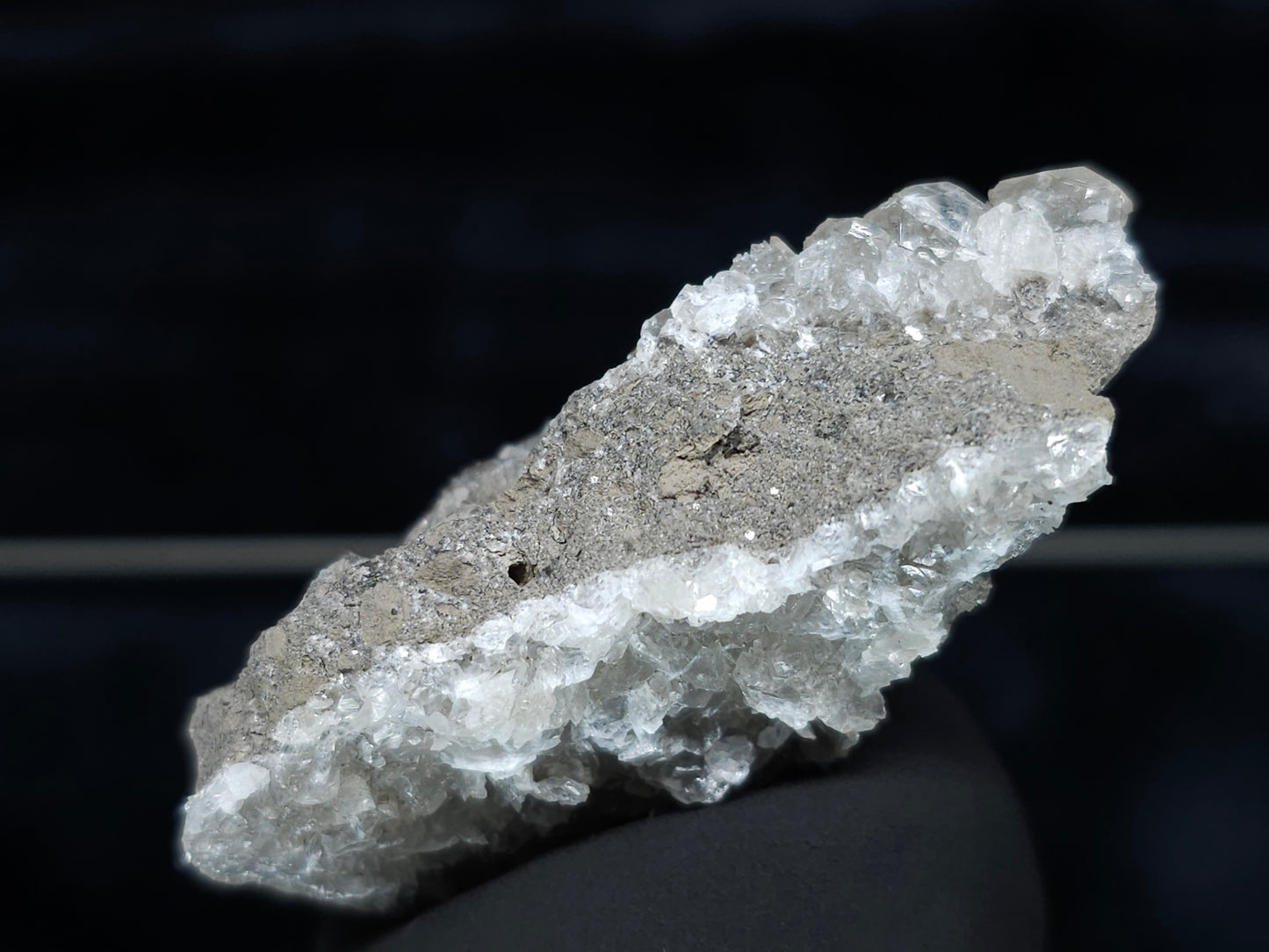 #33999 Double phantom Nailhead Spar Calcite tiny cluster with Chalcopyrite ore and multiple small fossils in the matrix