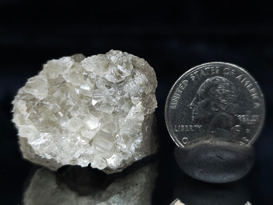 #34000 Super clear Nailhead Spar Calcite cluster and Chalcopyrite ore and multiple small fossils in the matrix