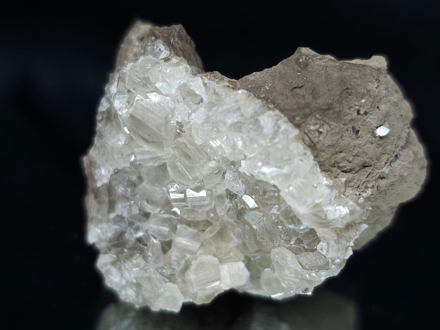 #34000 Super clear Nailhead Spar Calcite cluster and Chalcopyrite ore and multiple small fossils in the matrix