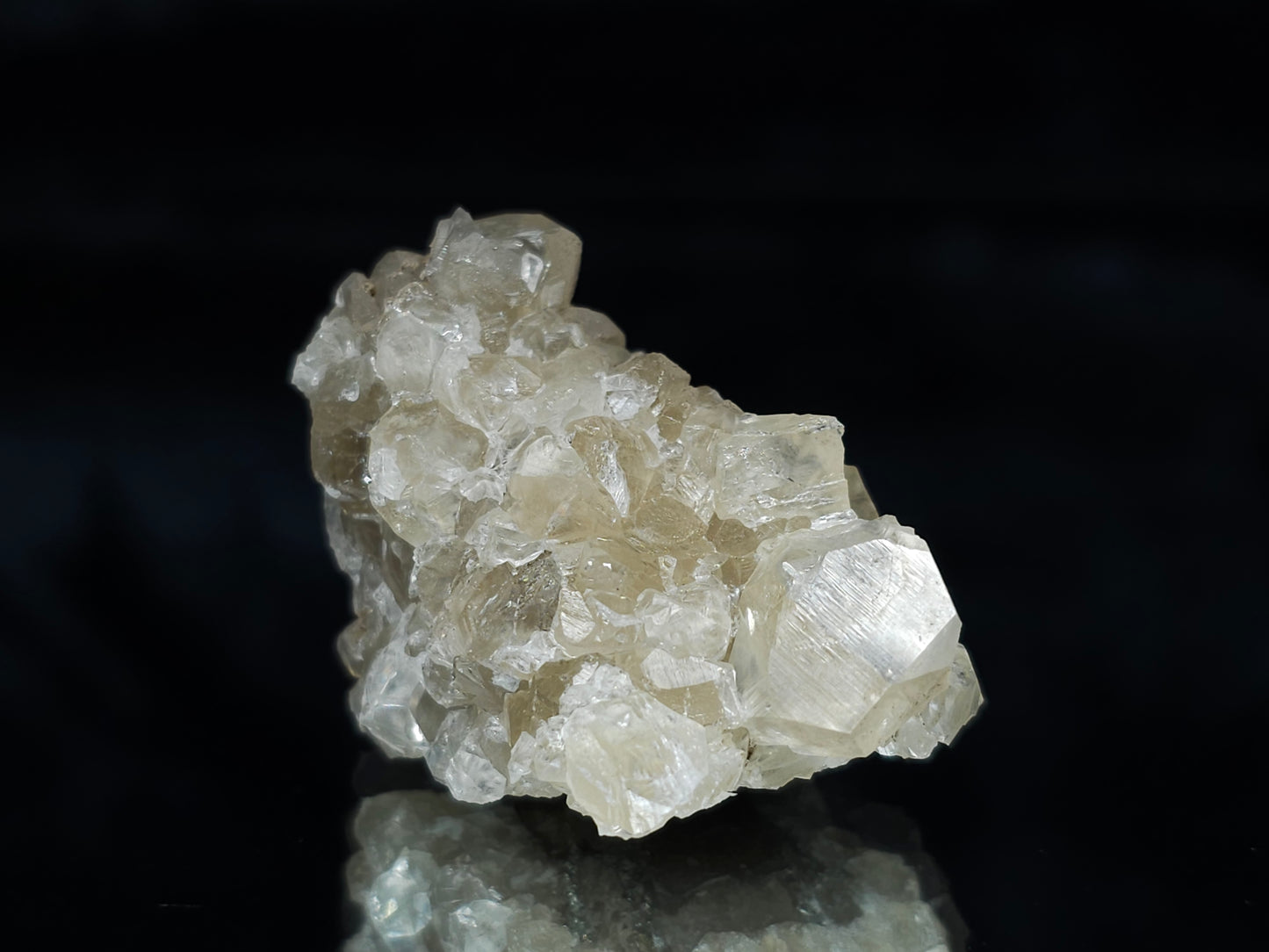 #34001 Super clear Nailhead Spar Calcite cluster and Chalcopyrite ore and multiple small fossils in the matrix