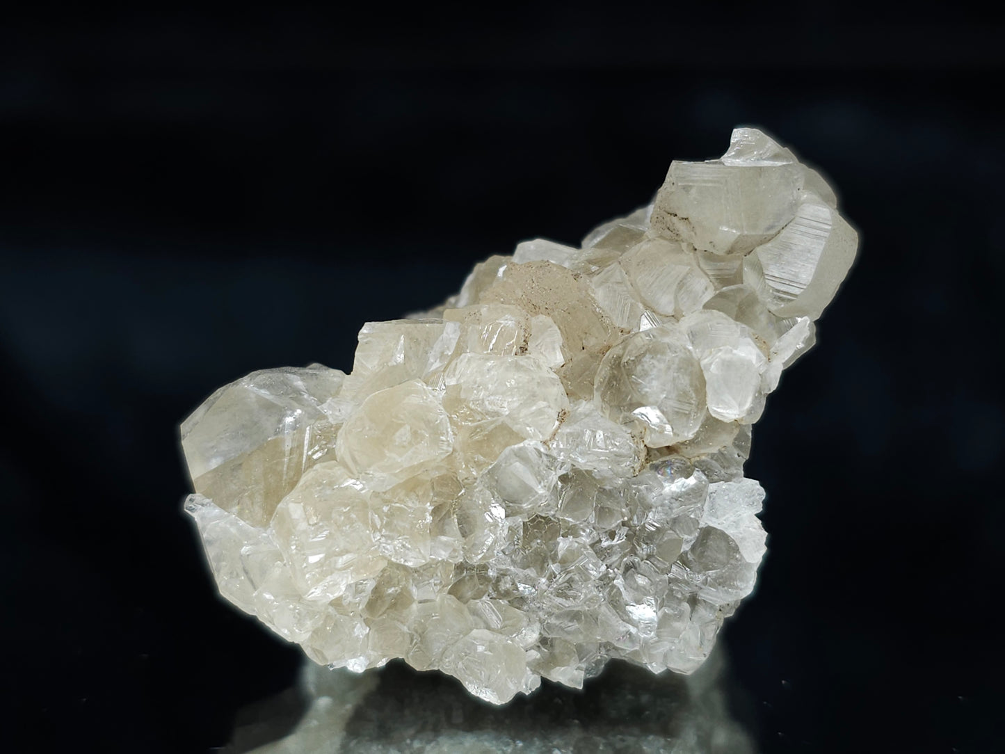 #34001 Super clear Nailhead Spar Calcite cluster and Chalcopyrite ore and multiple small fossils in the matrix