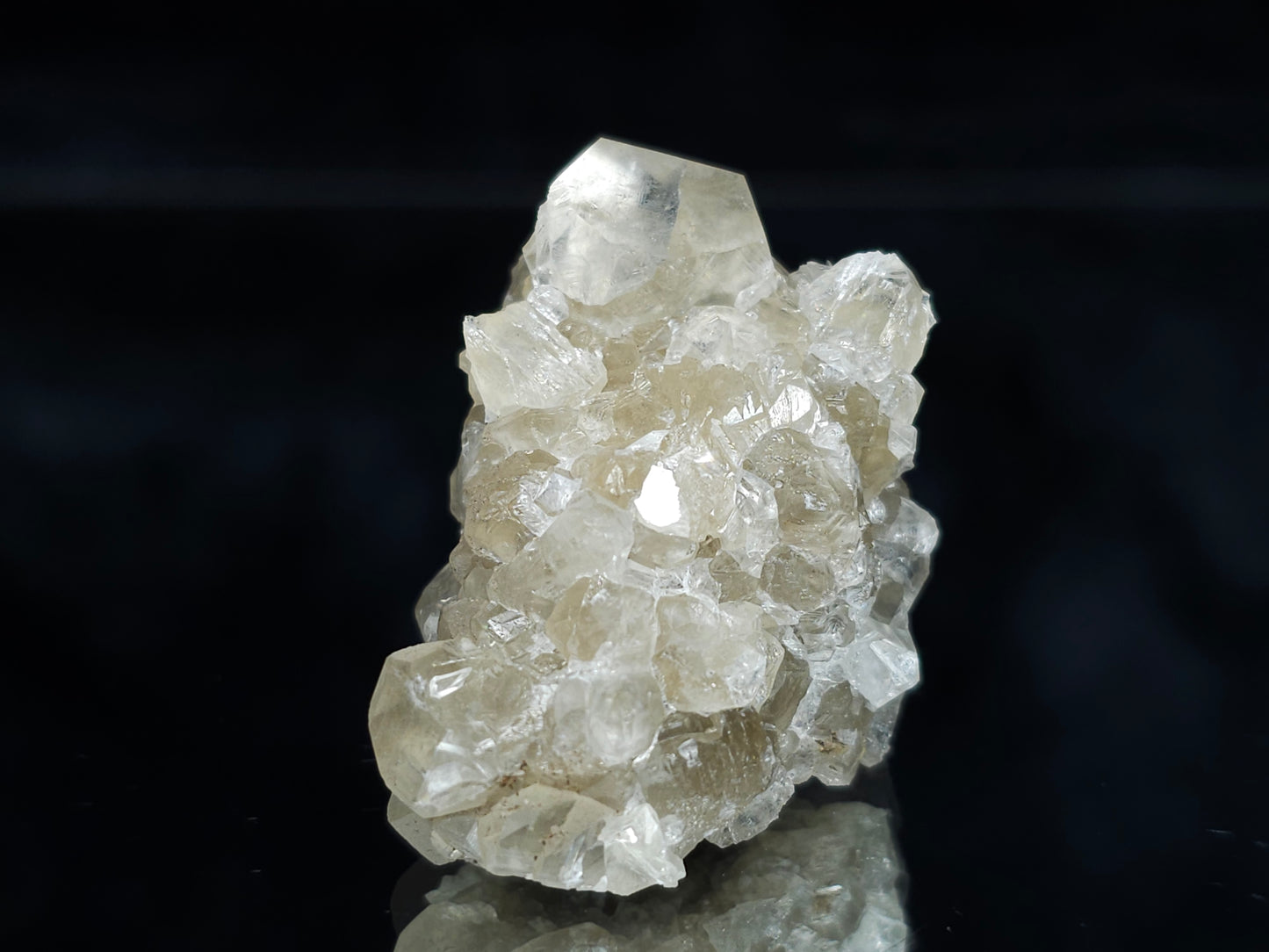 #34001 Super clear Nailhead Spar Calcite cluster and Chalcopyrite ore and multiple small fossils in the matrix