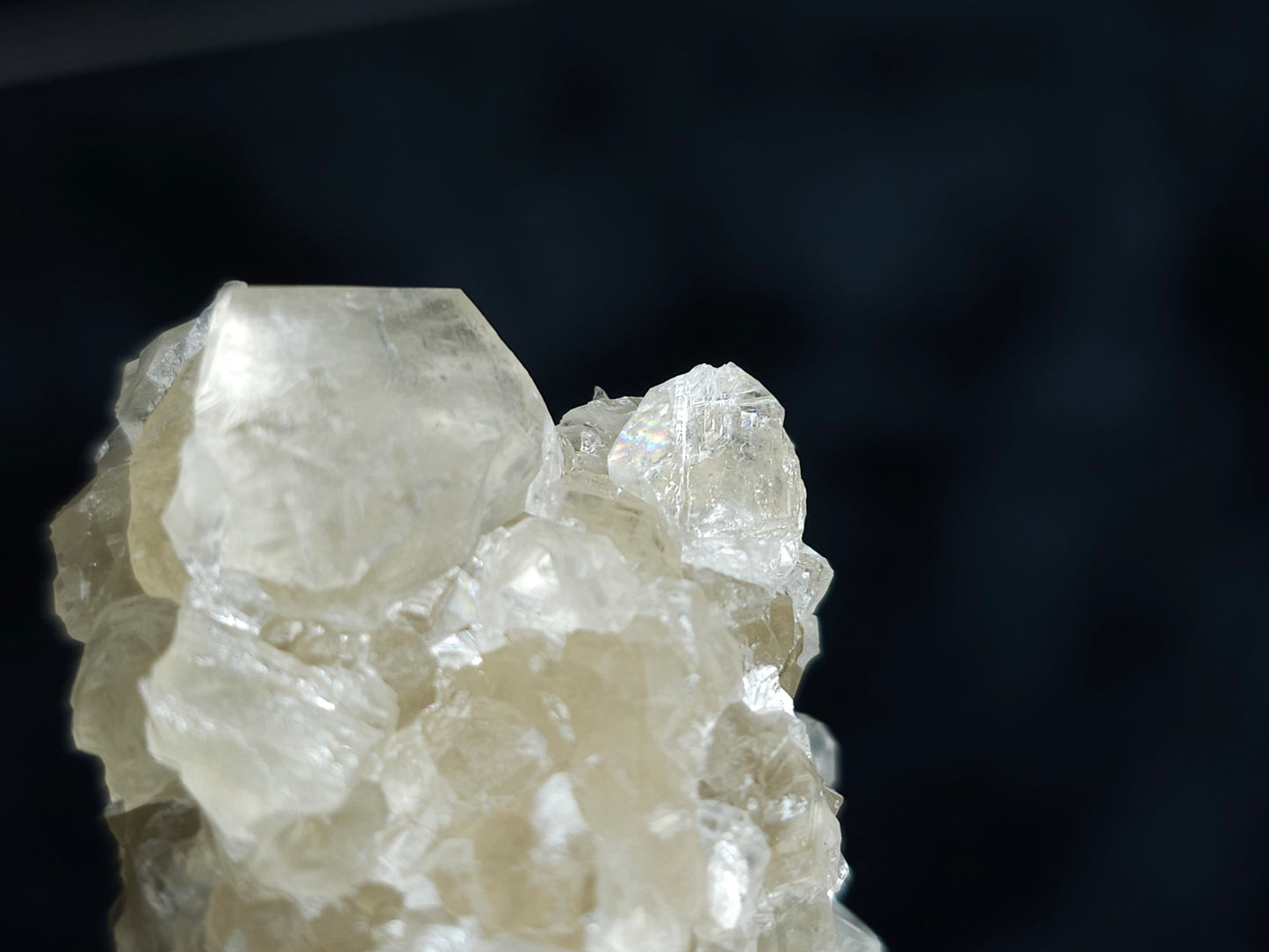 #34001 Super clear Nailhead Spar Calcite cluster and Chalcopyrite ore and multiple small fossils in the matrix