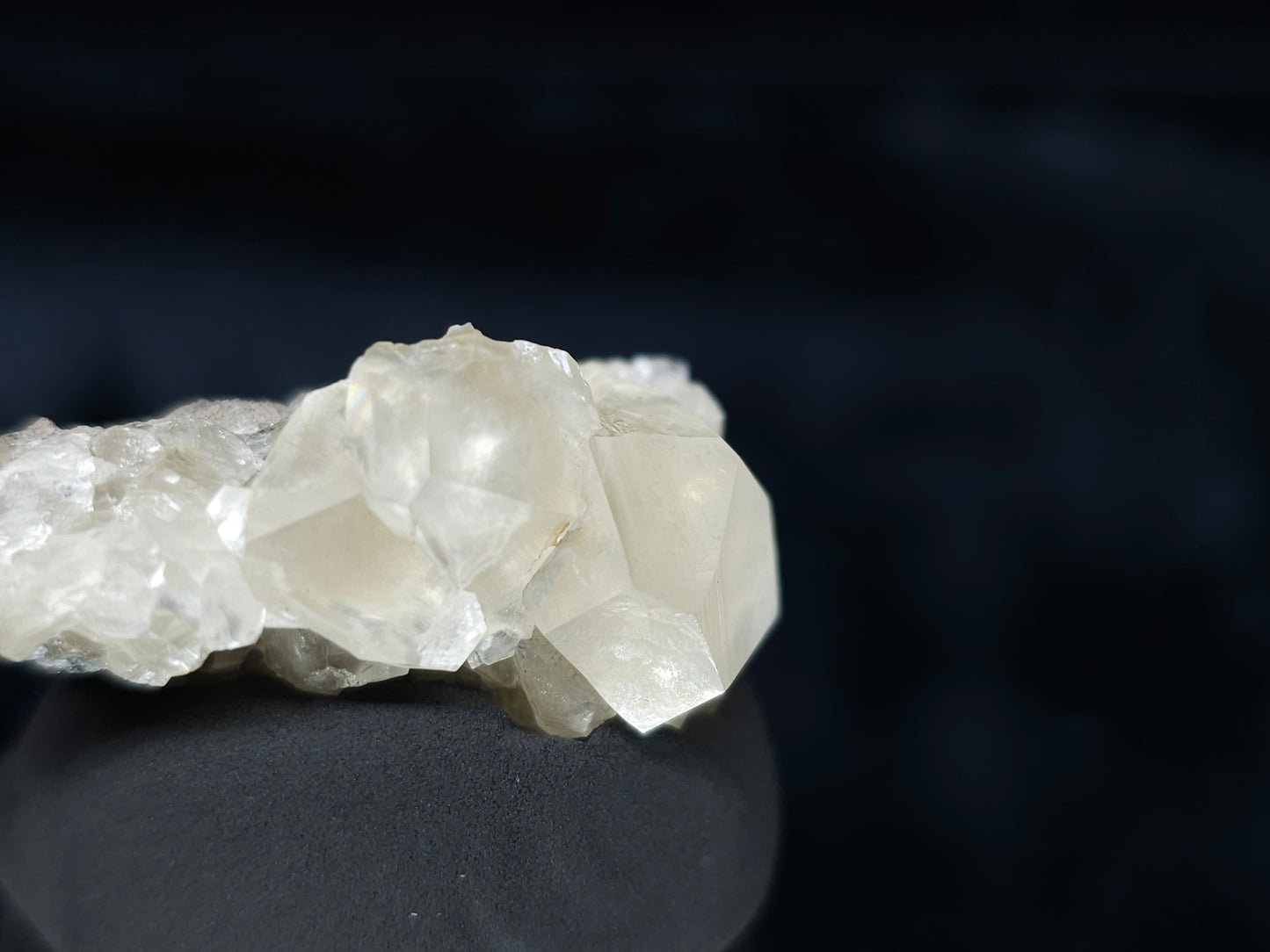 #34004 Super clear Nailhead Spar Calcite cluster and Chalcopyrite ore and multiple small fossils in the matrix