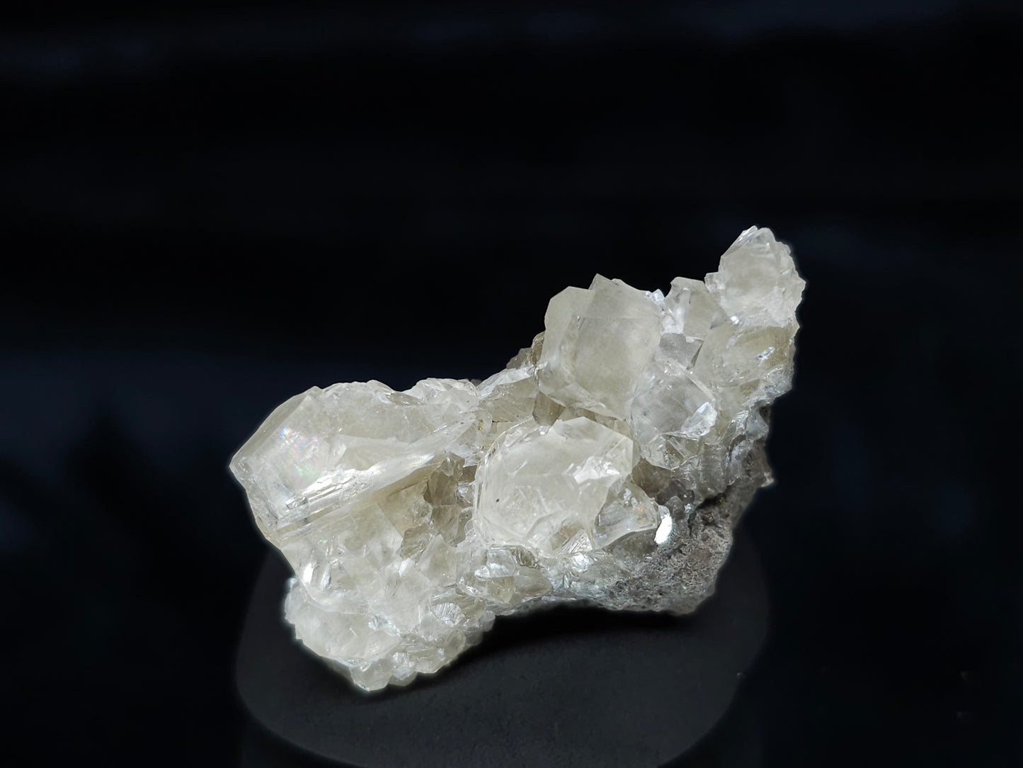 #34006 Super clear Nailhead Spar Calcite cluster and Chalcopyrite ore and multiple small fossils in the matrix