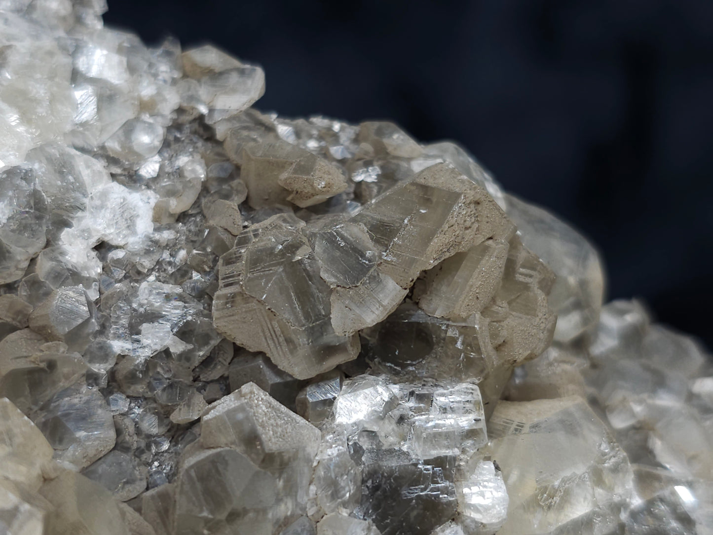 #34010 Super clear Nailhead Spar Calcite geode and Chalcopyrite ore and multiple small fossils in the matrix