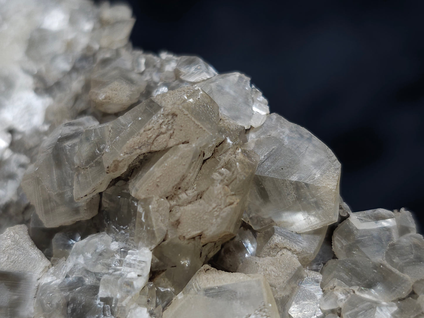 #34010 Super clear Nailhead Spar Calcite geode and Chalcopyrite ore and multiple small fossils in the matrix
