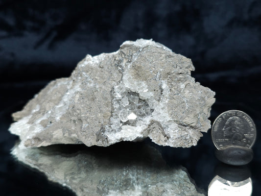 #34013 Super clear Nailhead Spar Calcite cluster and Chalcopyrite ore and multiple small fossils in the matrix