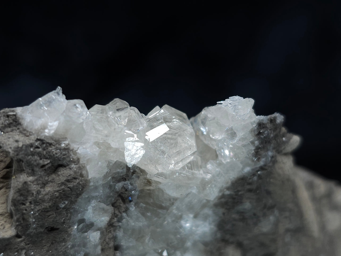 #34013 Super clear Nailhead Spar Calcite cluster and Chalcopyrite ore and multiple small fossils in the matrix