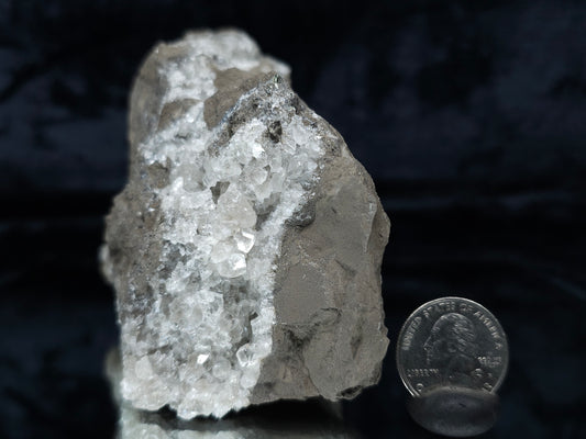 #34014 Super clear Nailhead Spar Calcite cluster and Chalcopyrite ore and multiple small fossils in the matrix