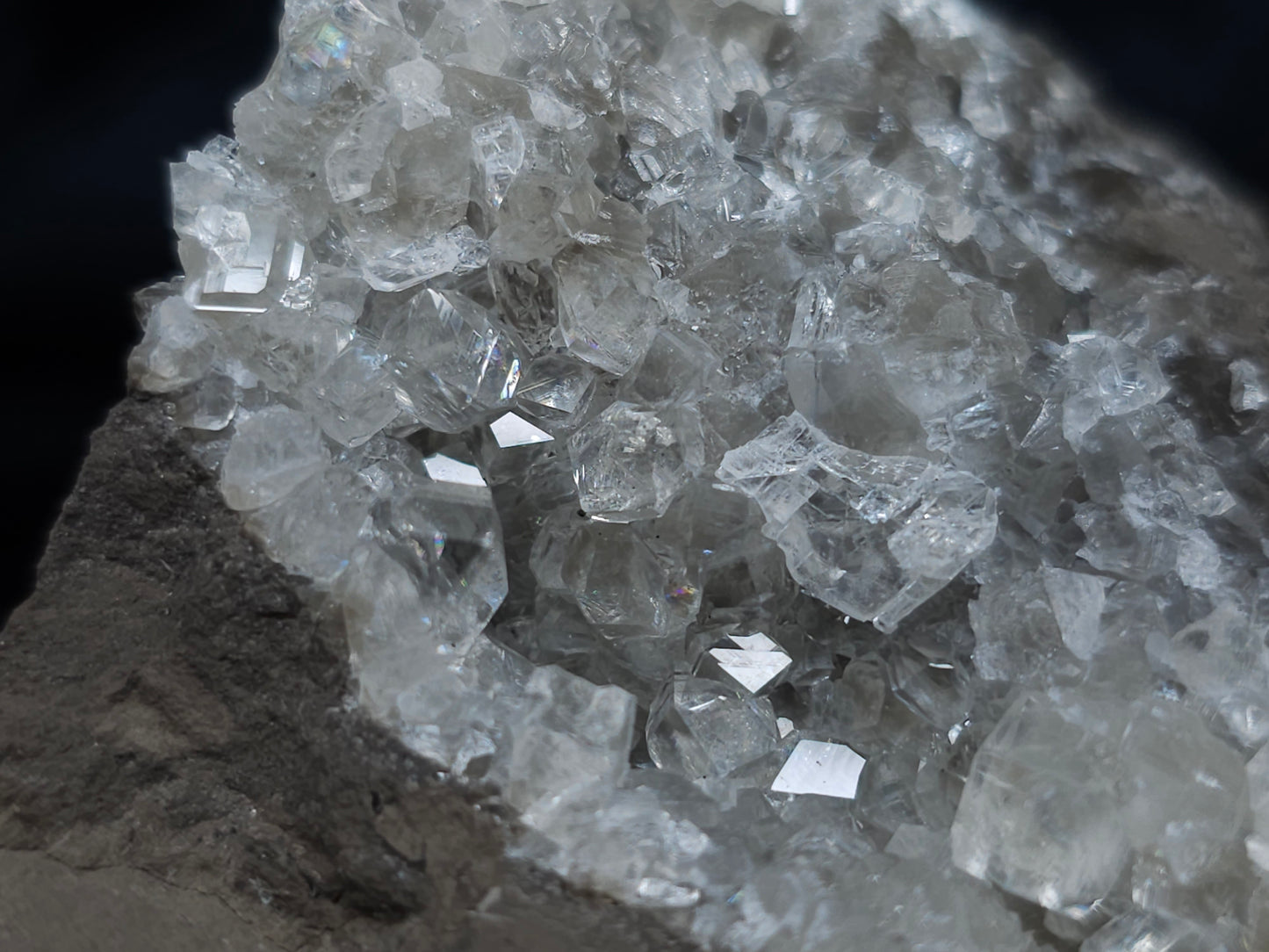 #34014 Super clear Nailhead Spar Calcite cluster and Chalcopyrite ore and multiple small fossils in the matrix
