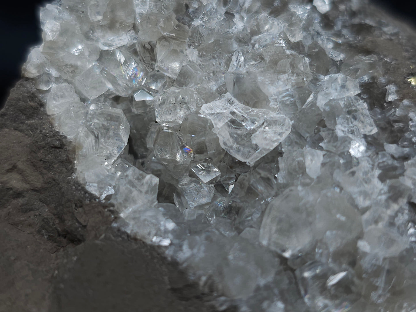 #34014 Super clear Nailhead Spar Calcite cluster and Chalcopyrite ore and multiple small fossils in the matrix