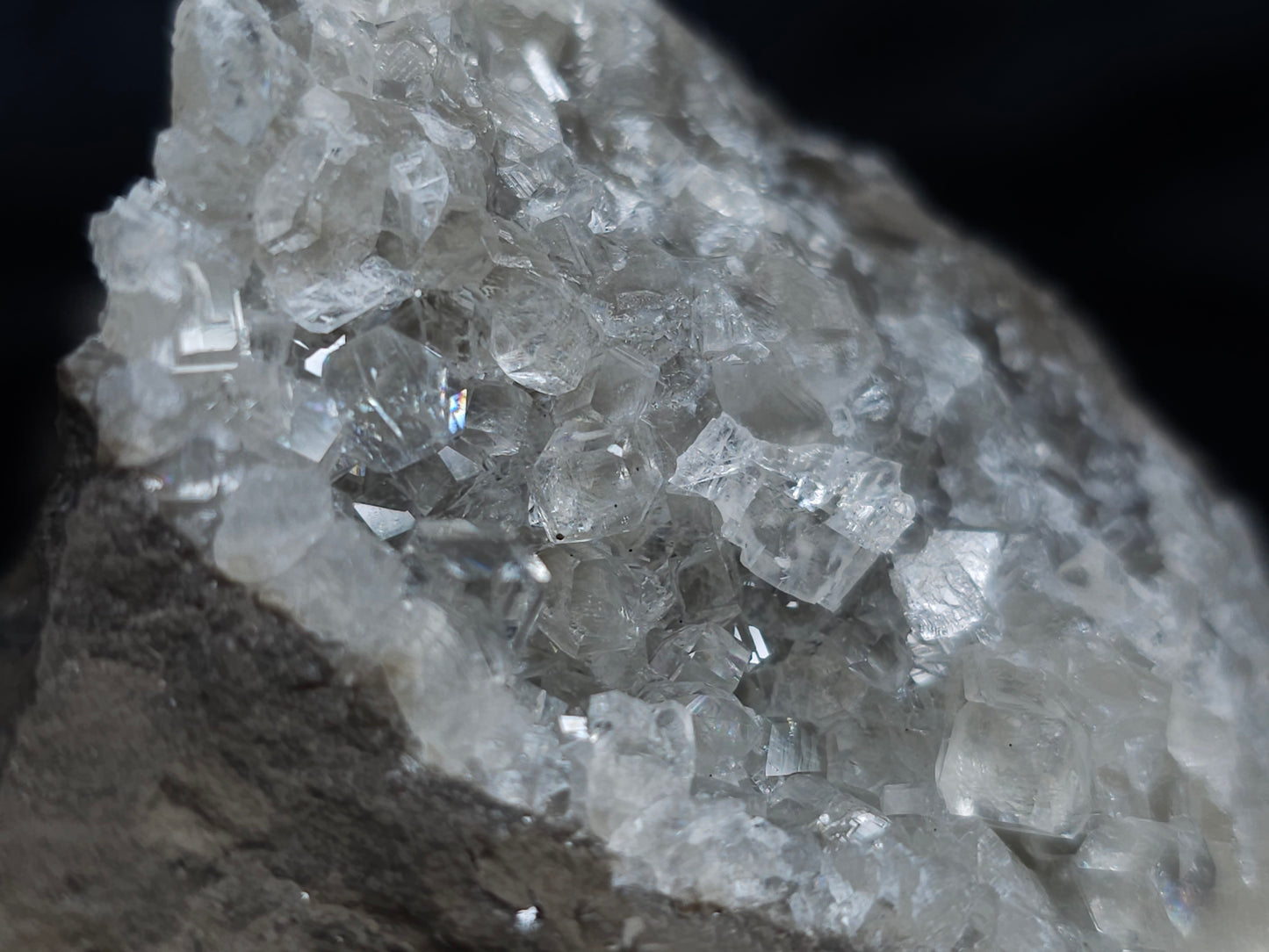 #34014 Super clear Nailhead Spar Calcite cluster and Chalcopyrite ore and multiple small fossils in the matrix