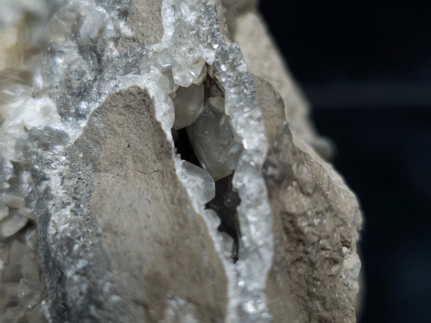 #34015  Double phantom Nailhead Spar Calcite cluster with Chalcopyrite ore and multiple small fossils in the matrix