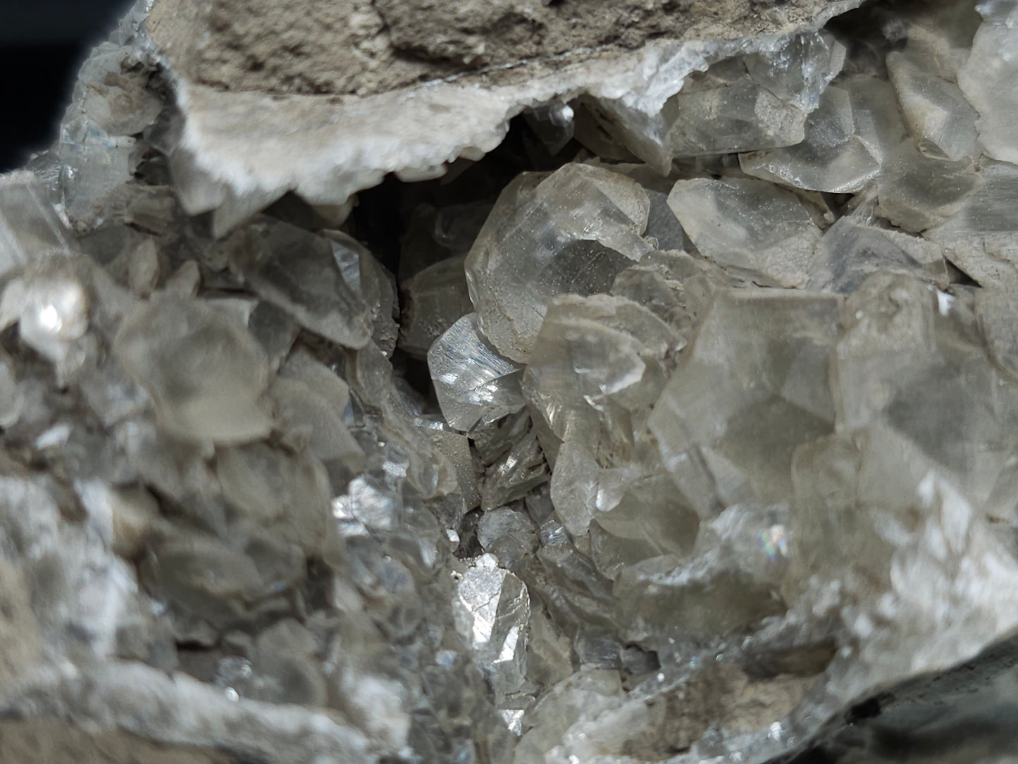 #34015  Double phantom Nailhead Spar Calcite cluster with Chalcopyrite ore and multiple small fossils in the matrix