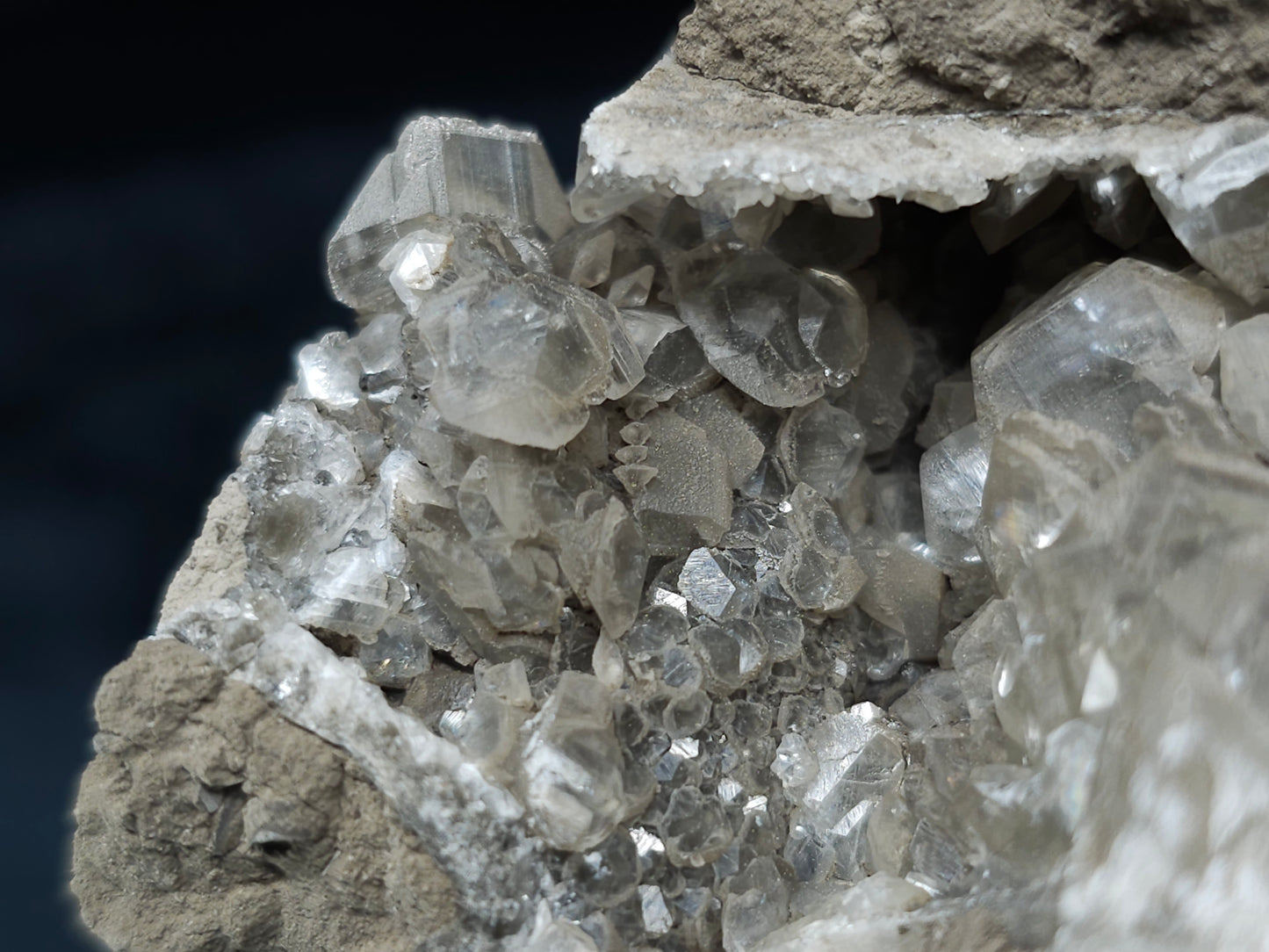 #34015  Double phantom Nailhead Spar Calcite cluster with Chalcopyrite ore and multiple small fossils in the matrix