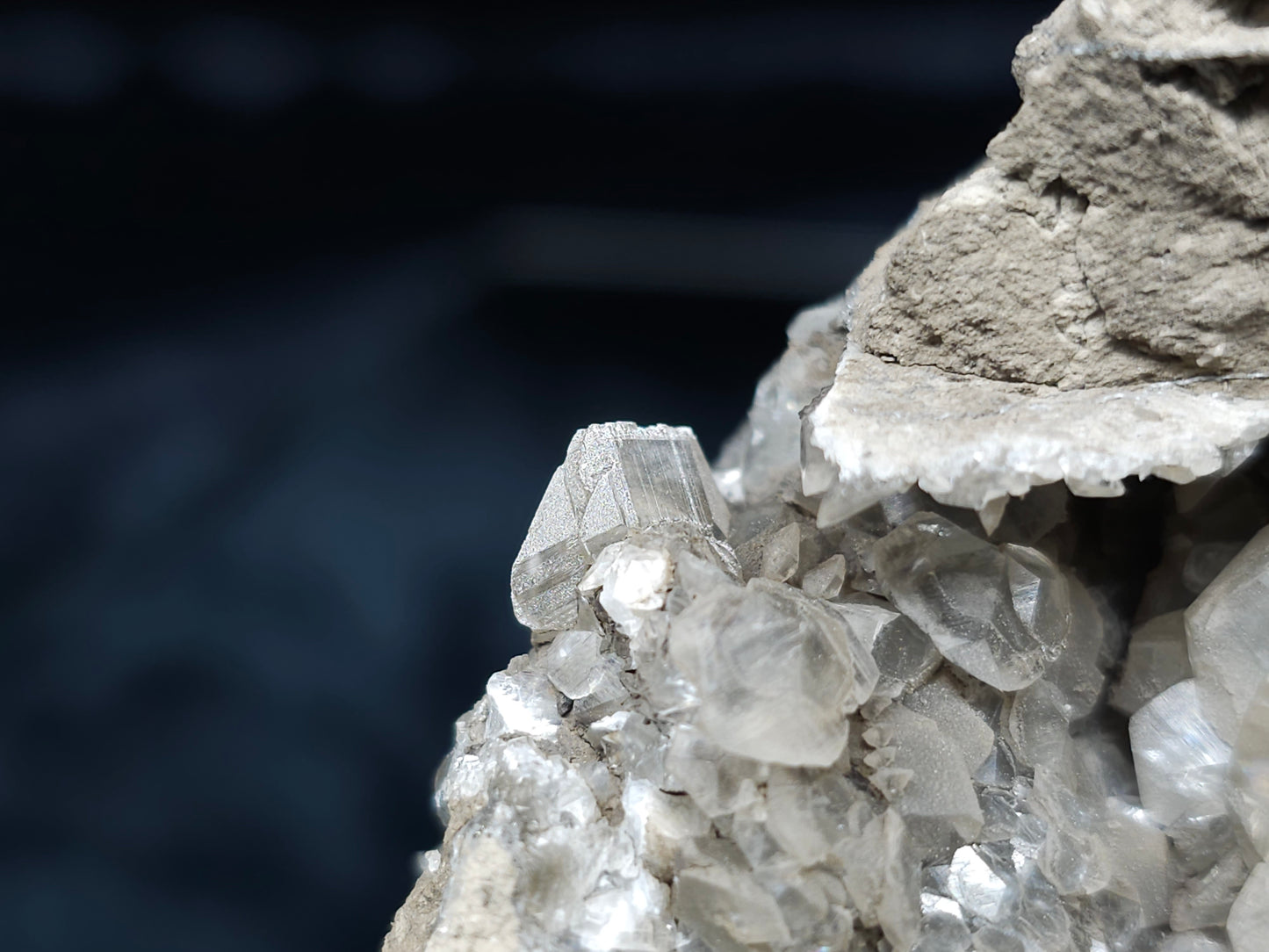 #34015  Double phantom Nailhead Spar Calcite cluster with Chalcopyrite ore and multiple small fossils in the matrix