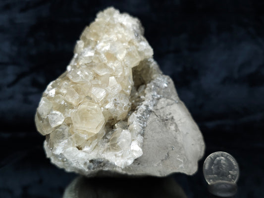 #34016 Super clear Nailhead Spar Calcite geode and  Chalcopyrite ore and multiple small fossils in the matrix