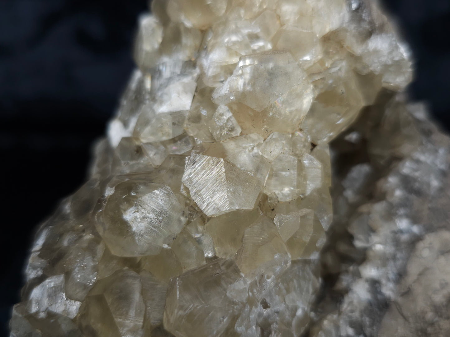 #34016 Super clear Nailhead Spar Calcite geode and  Chalcopyrite ore and multiple small fossils in the matrix