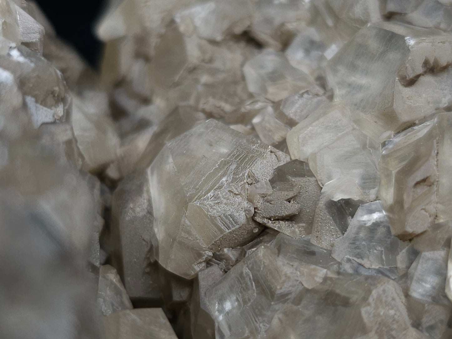 #34017  Double phantom Nailhead Spar Calcite cluster with Chalcopyrite ore and multiple small fossils in the matrix