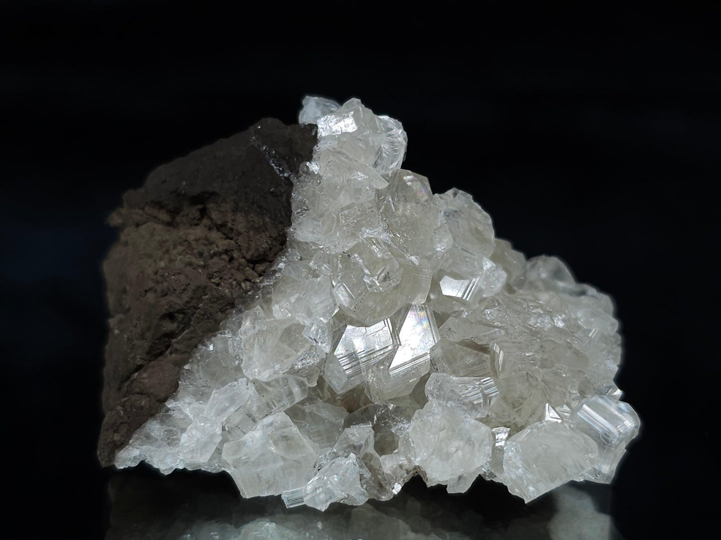 #34018-B Super clear Nailhead Spar Calcite cluster and Chalcopyrite ore and multiple small fossils in the matrix