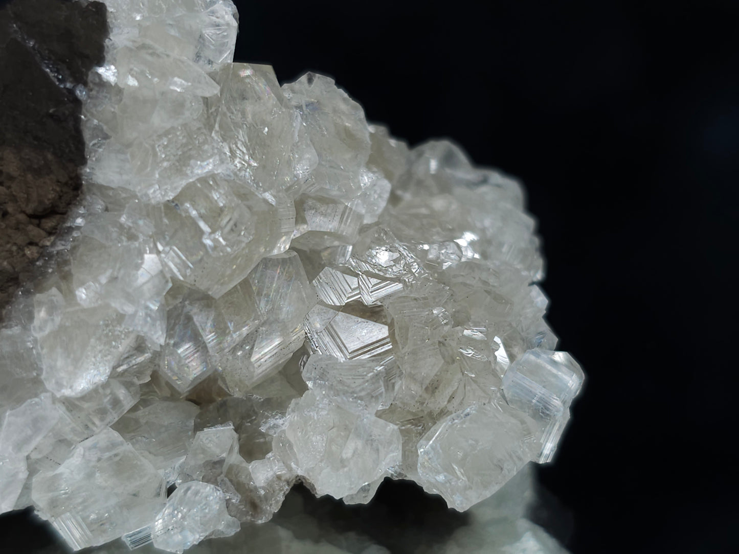 #34018-B Super clear Nailhead Spar Calcite cluster and Chalcopyrite ore and multiple small fossils in the matrix