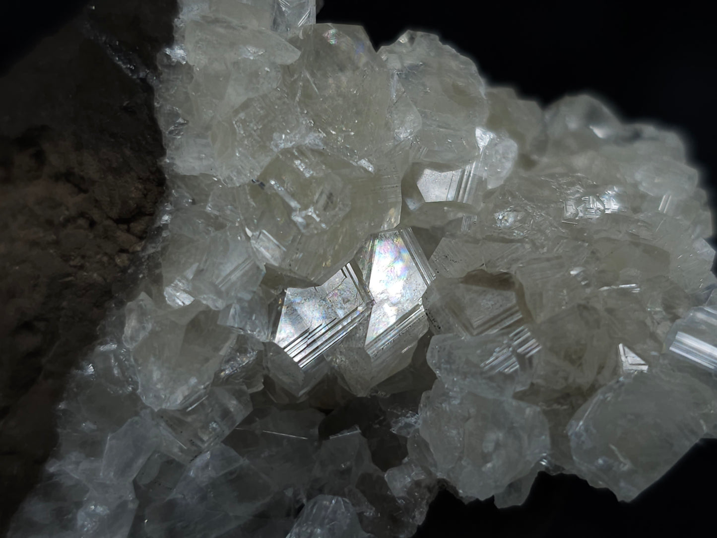 #34018-B Super clear Nailhead Spar Calcite cluster and Chalcopyrite ore and multiple small fossils in the matrix
