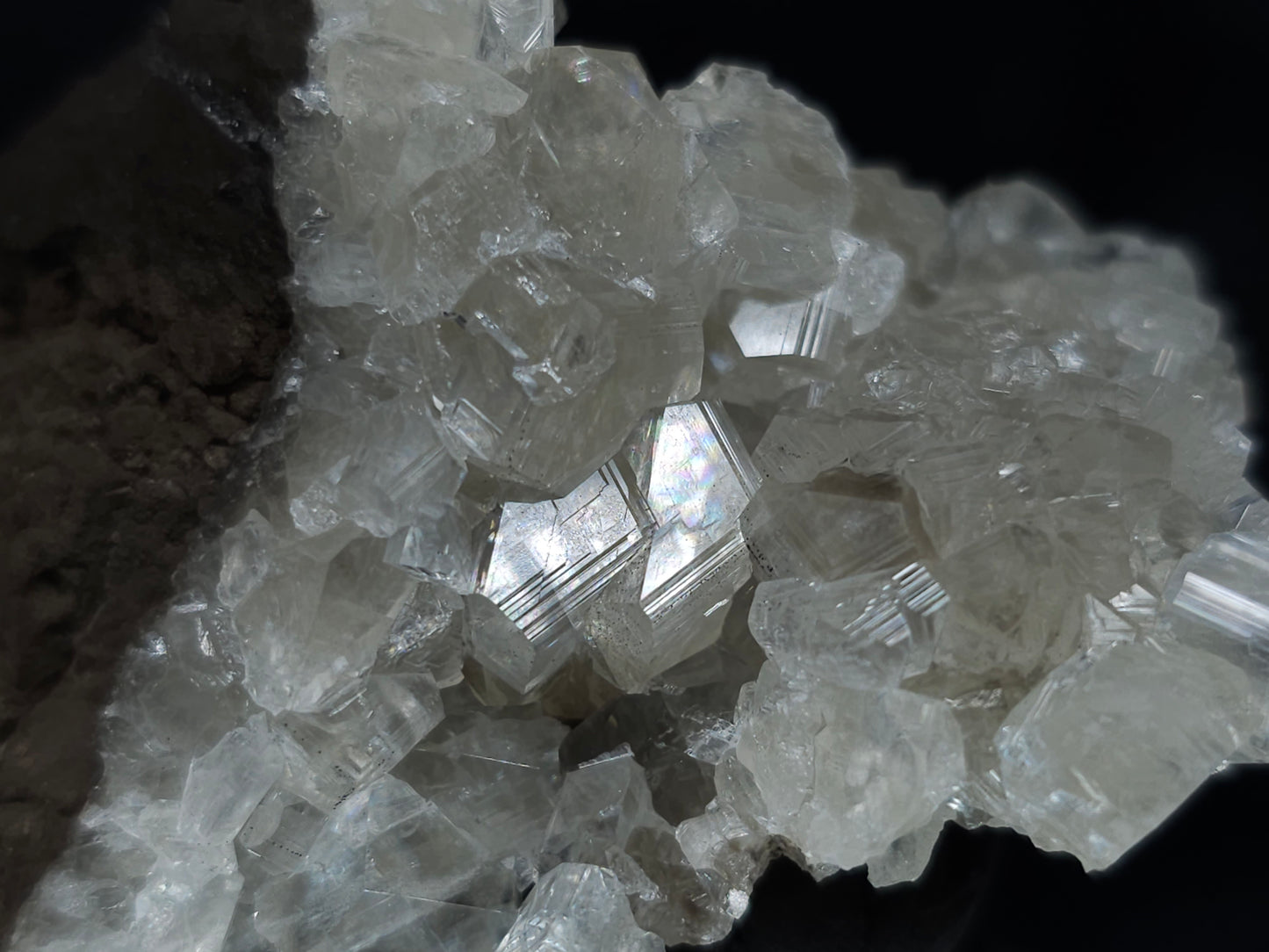 #34018-B Super clear Nailhead Spar Calcite cluster and Chalcopyrite ore and multiple small fossils in the matrix