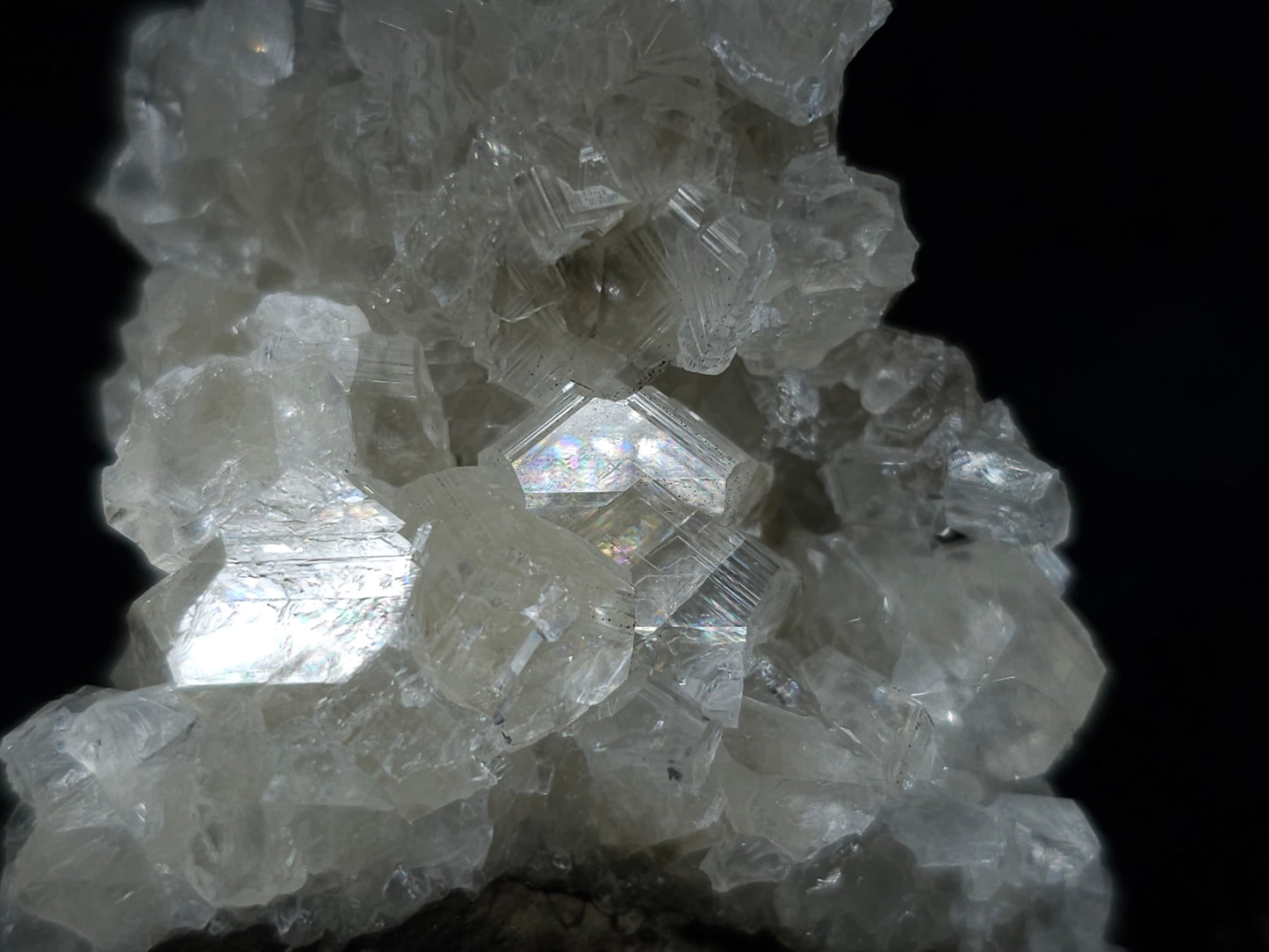#34018-B Super clear Nailhead Spar Calcite cluster and Chalcopyrite ore and multiple small fossils in the matrix