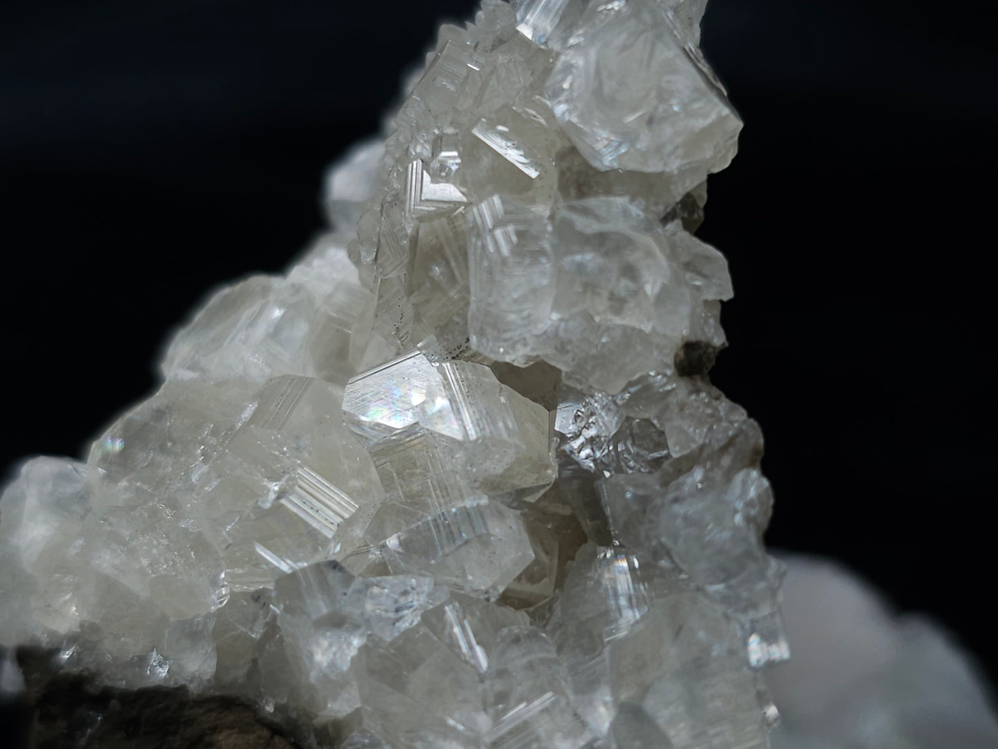 #34018-B Super clear Nailhead Spar Calcite cluster and Chalcopyrite ore and multiple small fossils in the matrix