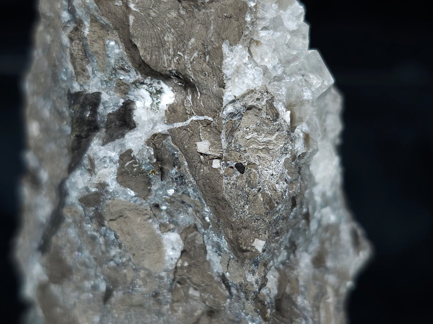 #34018-A Super clear Nailhead Spar Calcite cluster and Chalcopyrite ore and multiple small fossils in the matrix