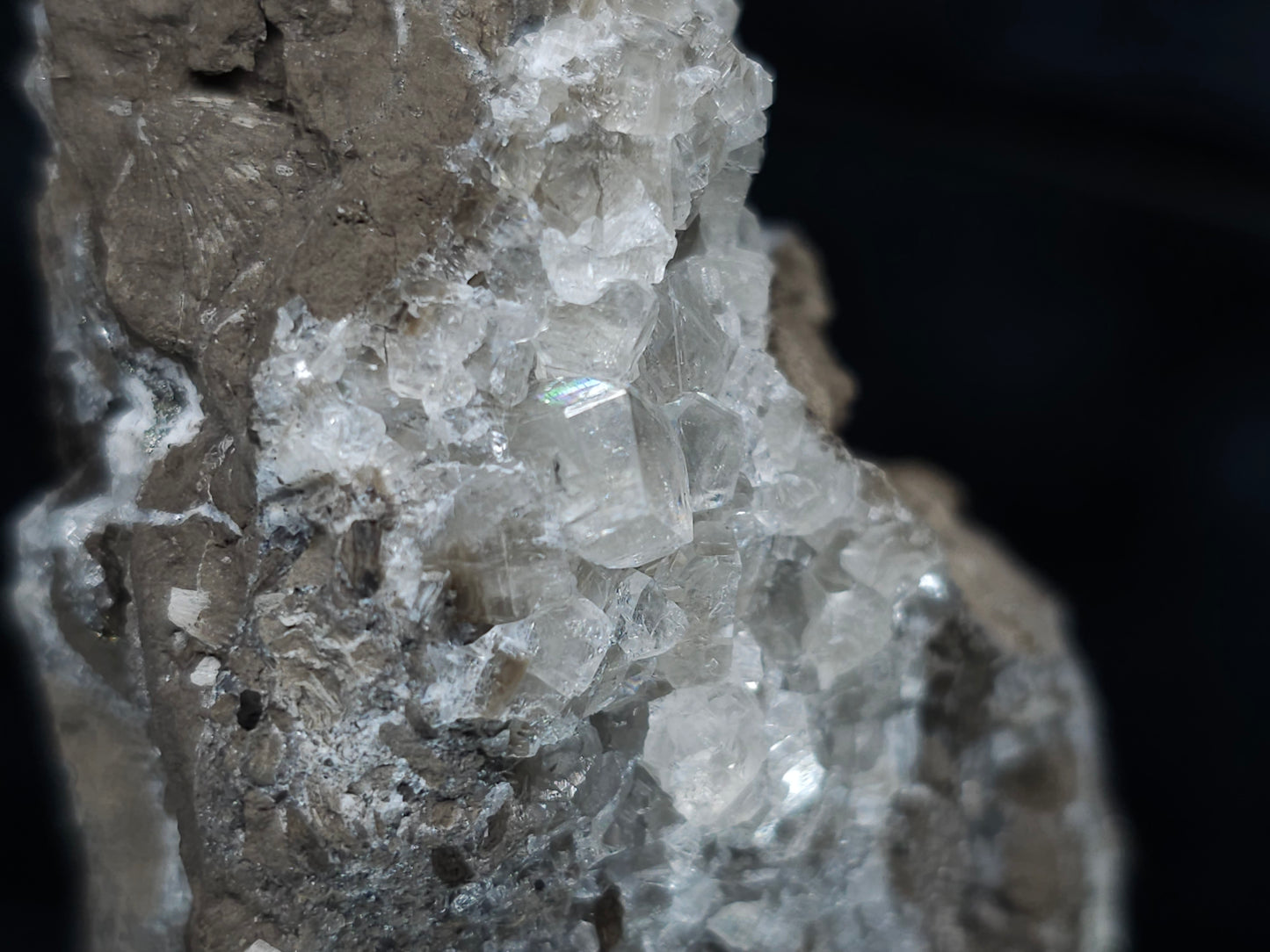 #34018-A Super clear Nailhead Spar Calcite cluster and Chalcopyrite ore and multiple small fossils in the matrix