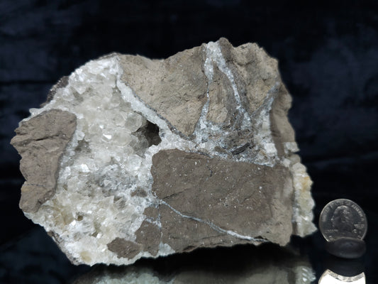 #34020 Super clear Nailhead Spar Calcite geode and Chalcopyrite ore and multiple small fossils in the matrix