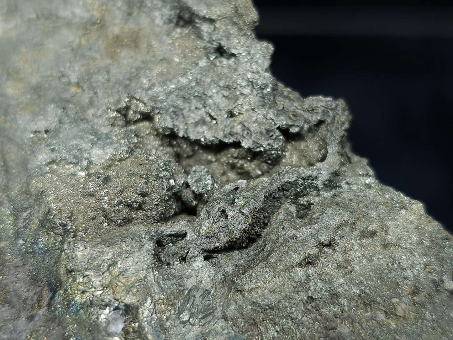 #66016 Fossil flower with peacock Chalcopyrite ore coating with small formation of Calcite.