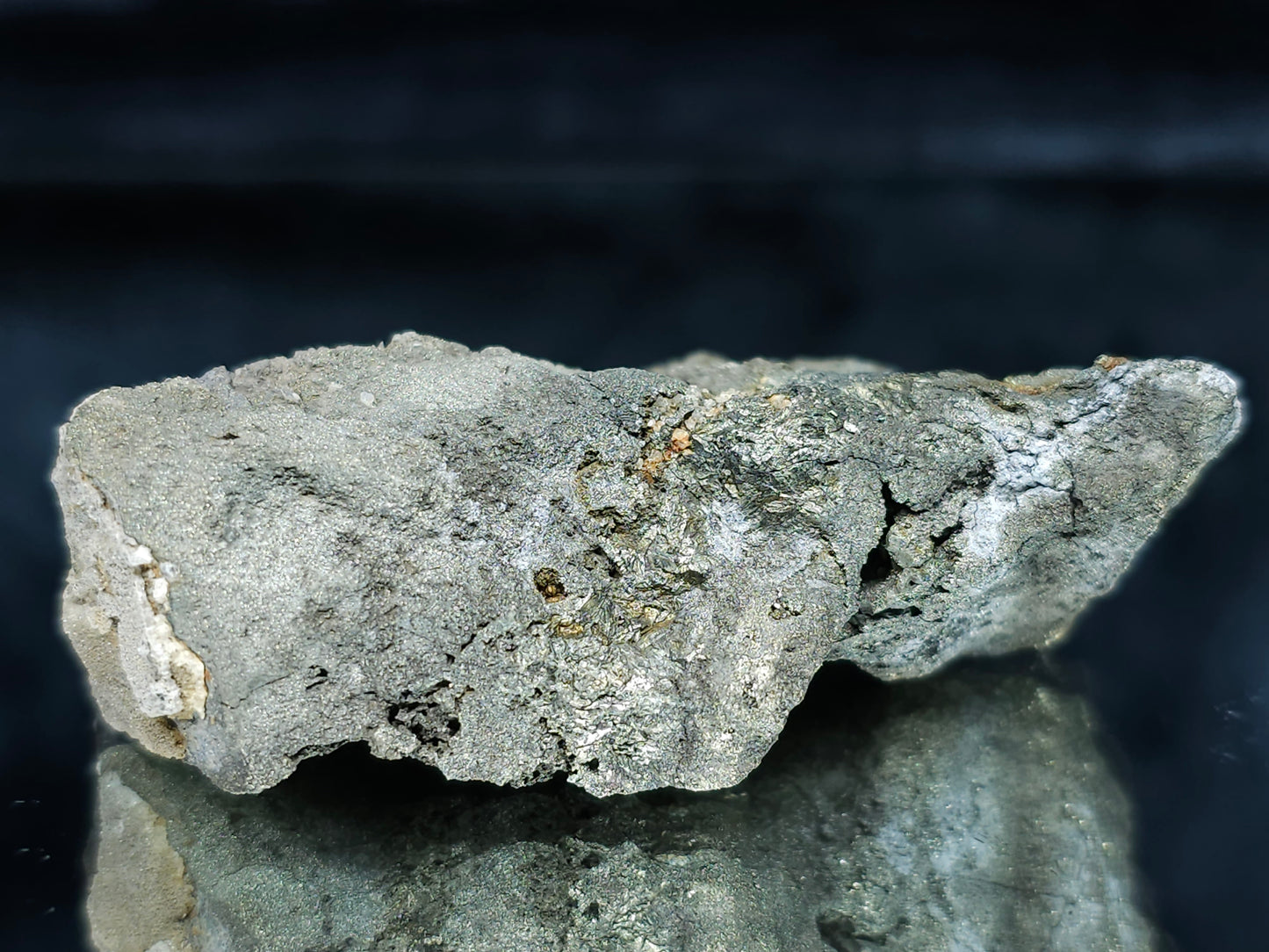 #66033 Golden Chalcopyrite ore with tiny lines of calcite, it also have fossil flower with peacock Chalcopyrite ore coating with multiple fossils