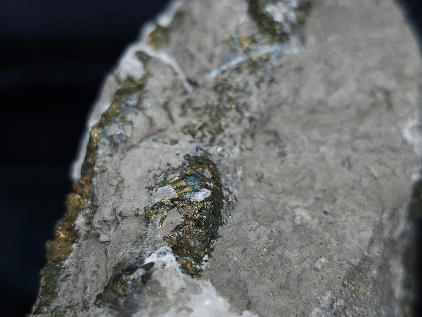 #66063 Clear Nailhead Spar Calcite, iridescent golden Chalcopyrite ore, Marcasite with hydrothermal Calcite deposit on peacock Chalcopyrite ore and Dogtooth Spar Calcite