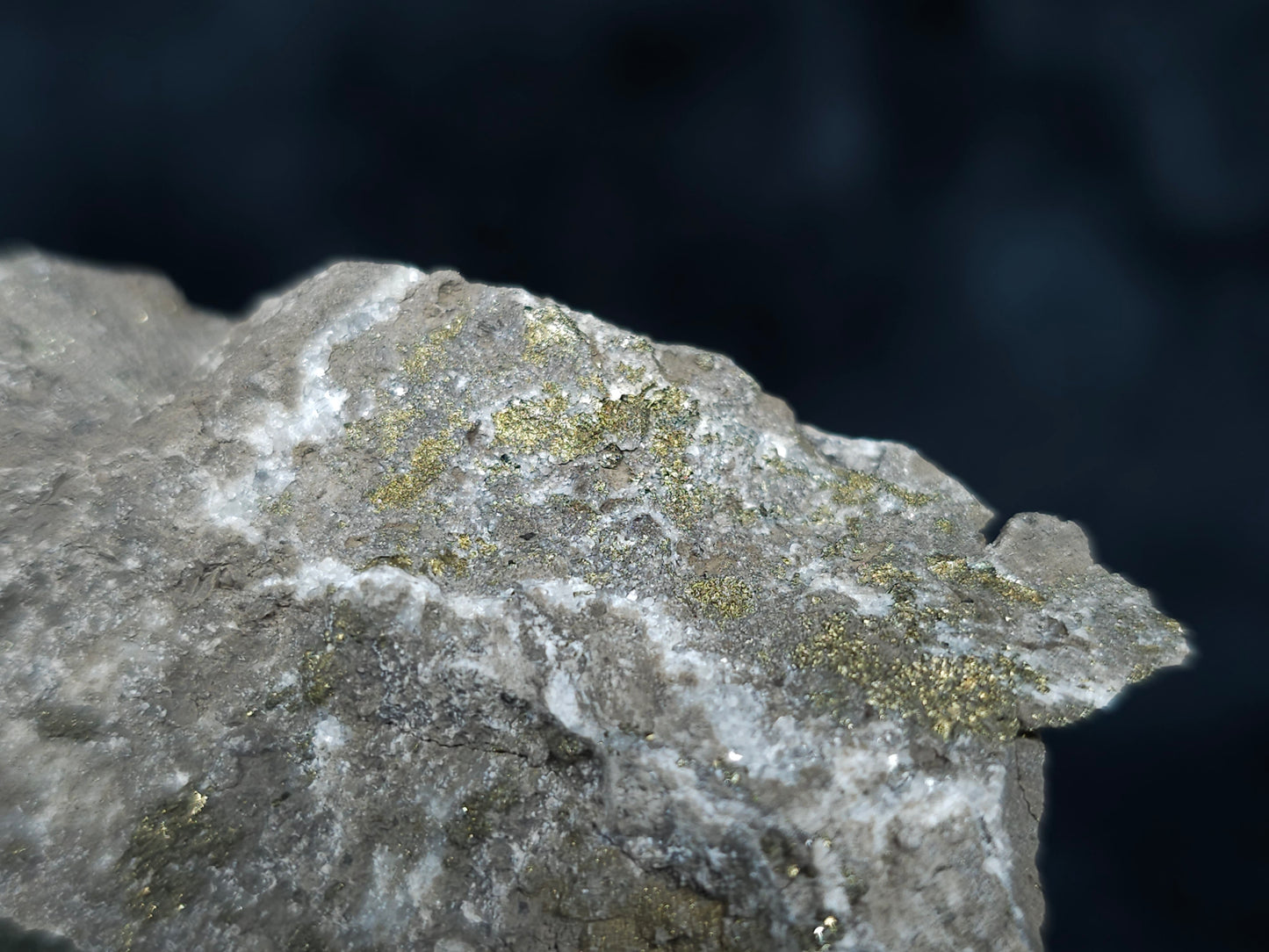 #66124 Hydrothermal Calcite deposit among unusual iron sulfur deposit along with golden Chalcopyrite ore on multiple small fossils