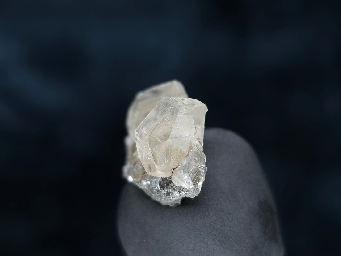 #33543 Double phantom Nailhead Spar Calcite tiny cluster with Chalcopyrite ore and multiple small fossils in the matrix