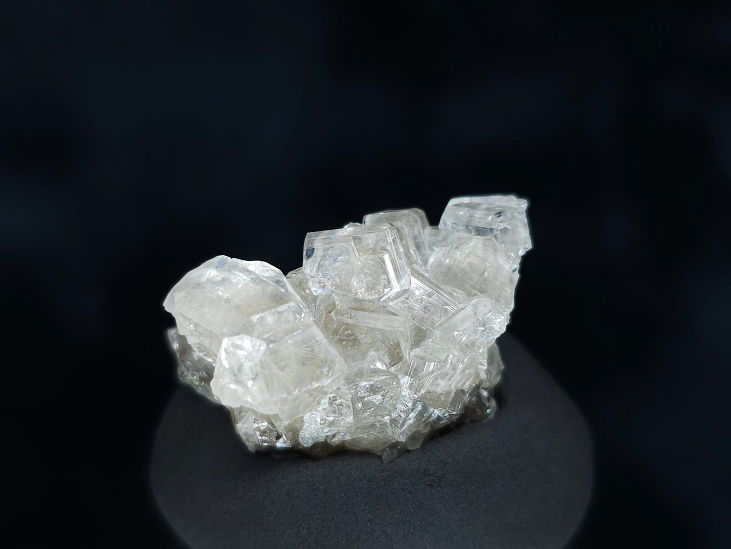 #33548 Super clear Nailhead Spar Calcite tiny cluster and Chalcopyrite ore and multiple small fossils in the matrix