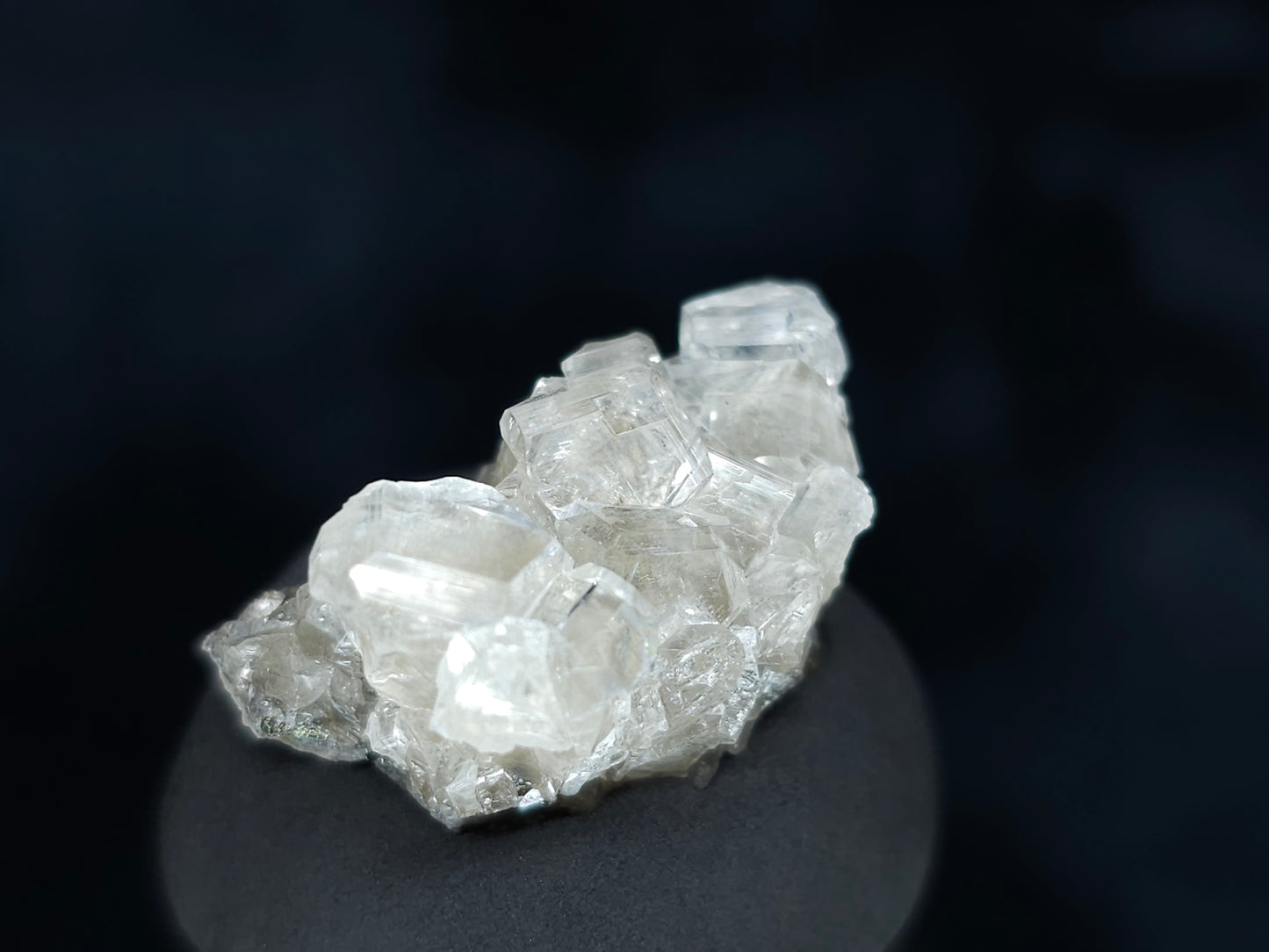 #33548 Super clear Nailhead Spar Calcite tiny cluster and Chalcopyrite ore and multiple small fossils in the matrix