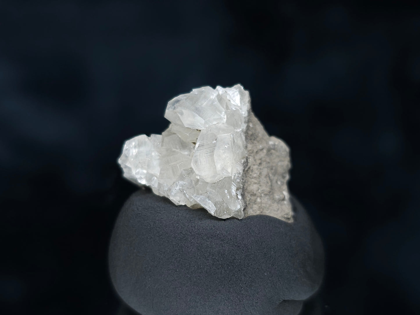 #33549 Super clear Nailhead Spar Calcite tiny cluster and  Chalcopyrite ore and multiple small fossils in the matrix