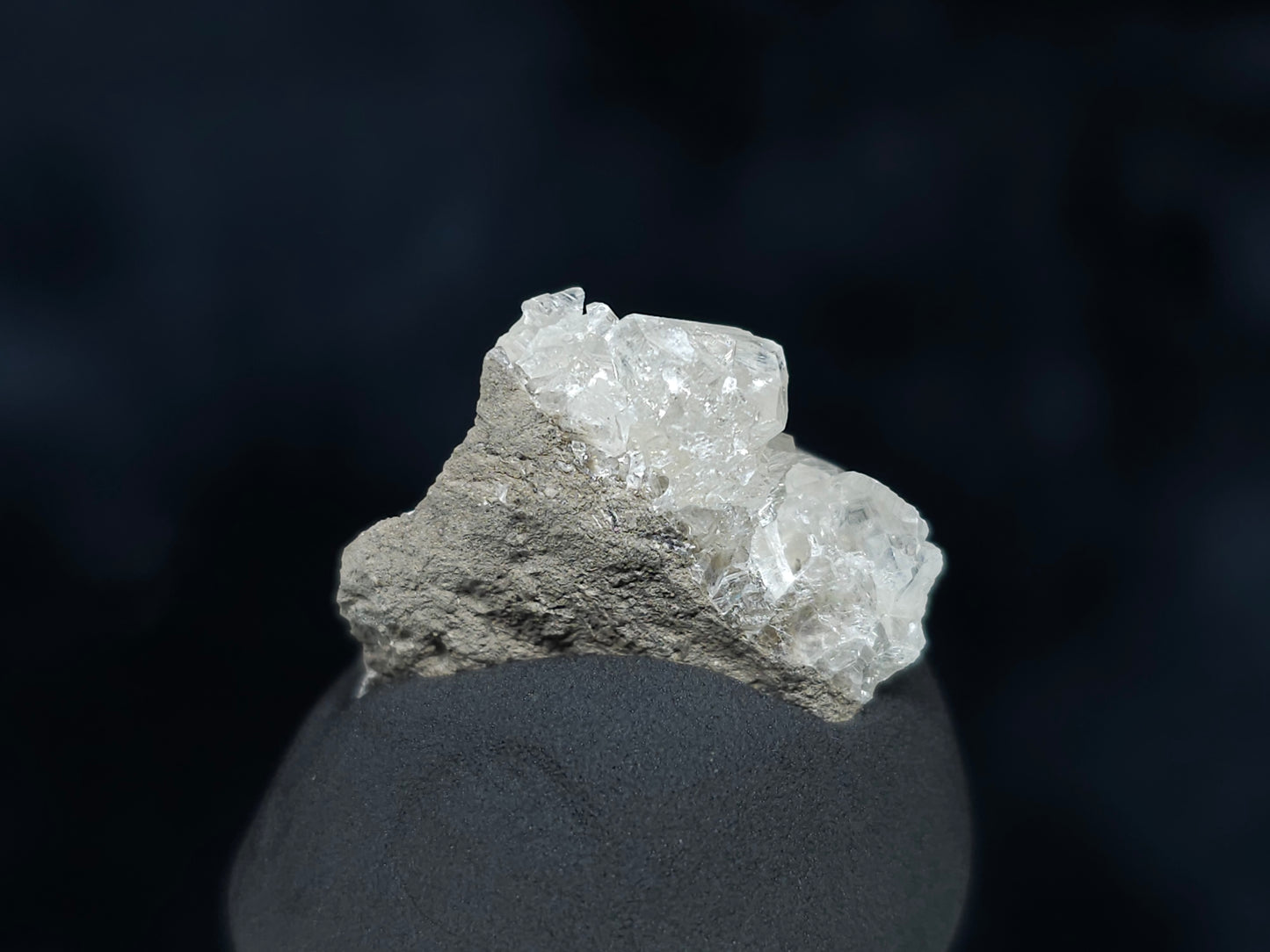 #33549 Super clear Nailhead Spar Calcite tiny cluster and  Chalcopyrite ore and multiple small fossils in the matrix