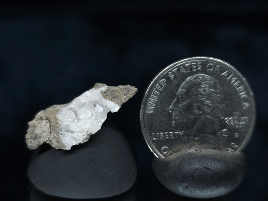 #33561 Super clear Nailhead Spar Calcite tiny cluster and multiple small fossils in the matrix