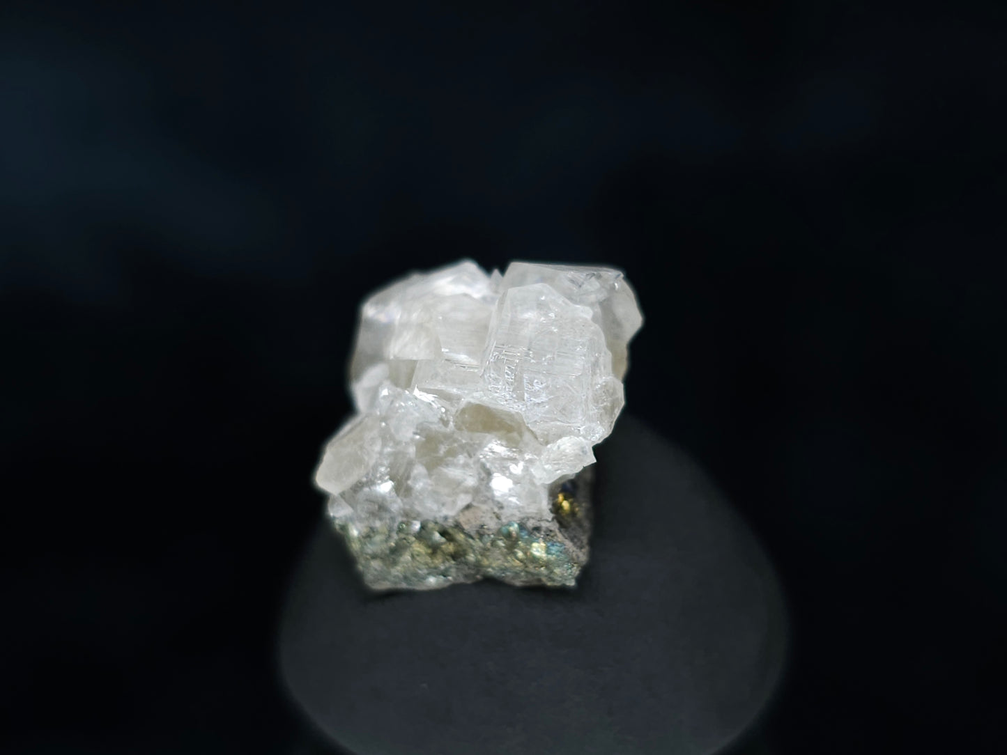 #33566 Super clear Nailhead Spar Calcite tiny cluster on matrix
