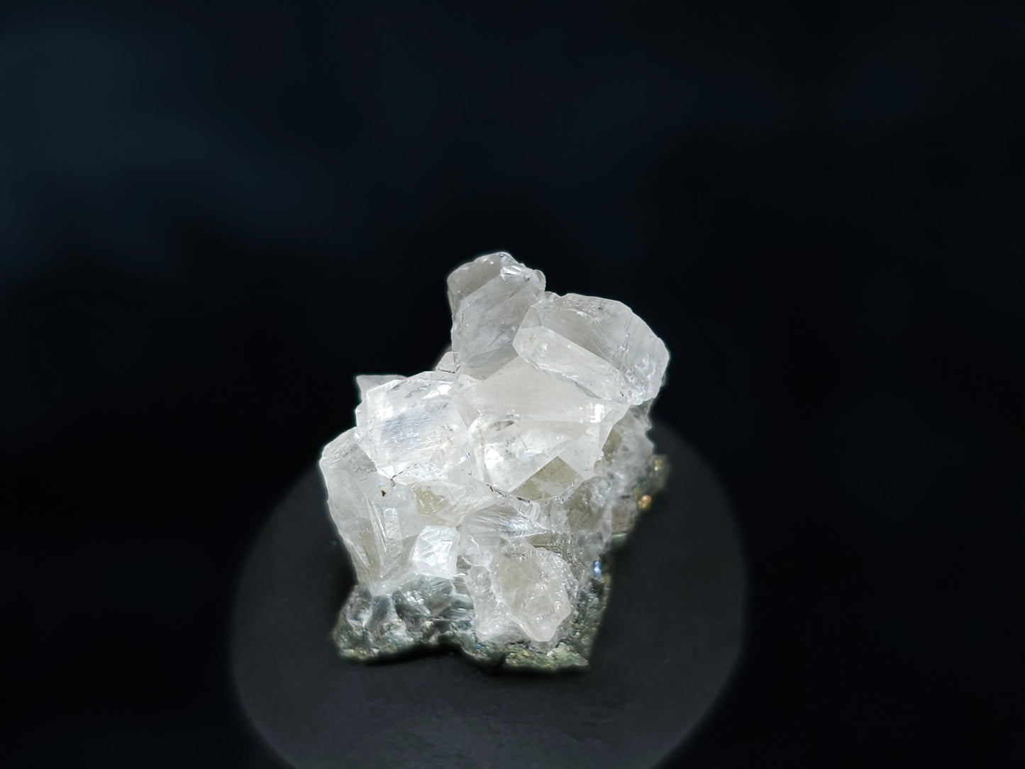 #33566 Super clear Nailhead Spar Calcite tiny cluster on matrix