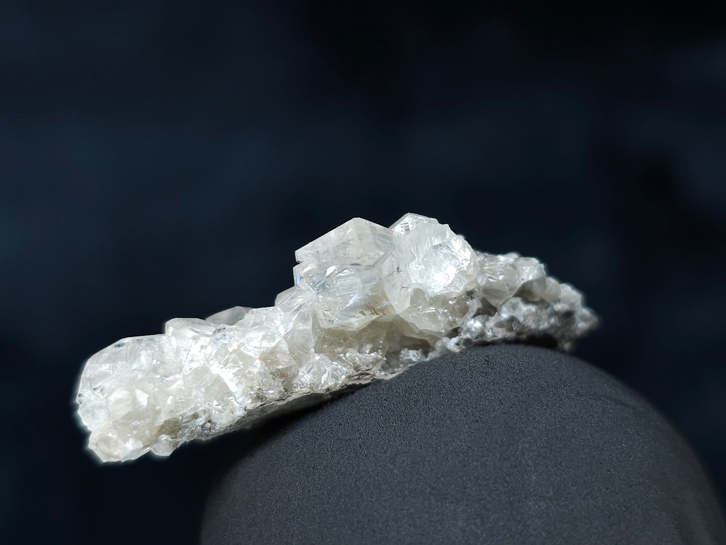 #33592 Super clear Nailhead Spar Calcite tiny cluster and Chalcopyrite ore and multiple small fossils in the matrix