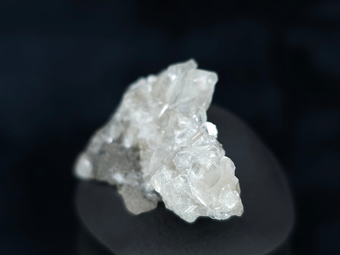 #33592 Super clear Nailhead Spar Calcite tiny cluster and Chalcopyrite ore and multiple small fossils in the matrix